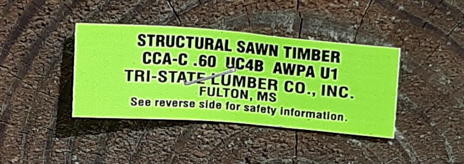 Wolmanized Treated Lumber End Tag