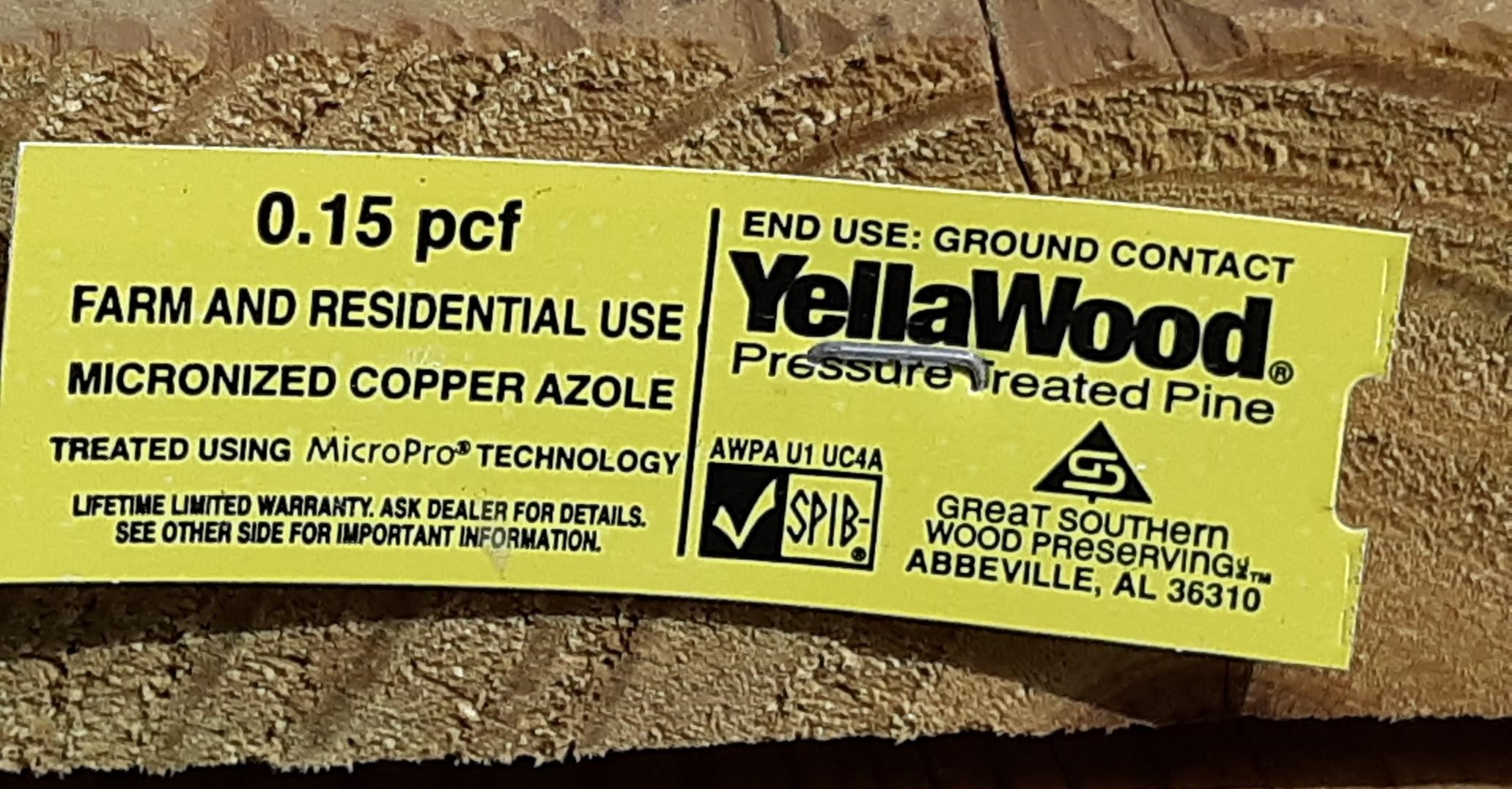 YellaWood Treated Lumber End Tag