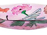 SKU 2GB6962 Pink Dragonfly Glass Bird Bath Bowl