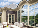 Andersen 400 Series Specialty Arch and Flexiframe window with Canvas exteriors and Colonial Grille