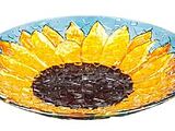 SKU 2GB694 Sunflower Glass Bird Bath Bowl