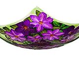 SKU 2GB6959 Square Purple Flower Bird Glass Bath Bowl