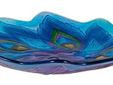 SKU 2GB6993 Peacock Glass Bird Bath Bowl