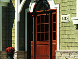 Andersen Straightline Glass Panel 194 Mahohany Sidelights Transom Colonial Grilles Exterior Door