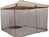 10' Square Tan Offset Patio Umbrella with Net SKU 801591